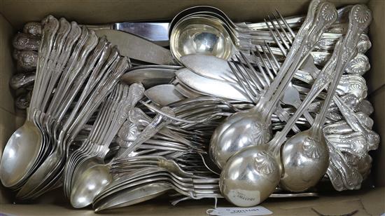 A service of Kings pattern plated flatware,